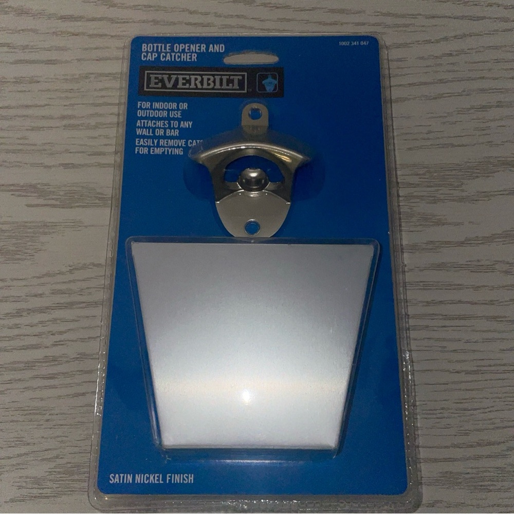 NEW✨Everbilt Bottle Opener and Cap Catcher, Satin Nickel‎ Finish NEW SEALED